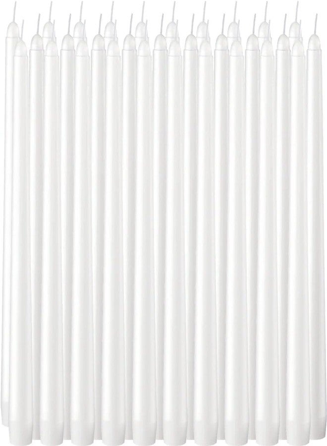 ECLHTLNY Taper Candles 10 inch Dripless - Set of 30 White Unscented and Smokeless -Paraffin Wax with Cotton Wicks-for Birthdays Weddings Holiday Emergency,8 Hours Burning (30pack) - Image 2